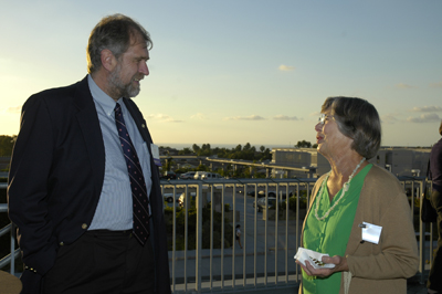 man and woman talking